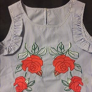 Cold Shoulder Top with Detailed Embroidery